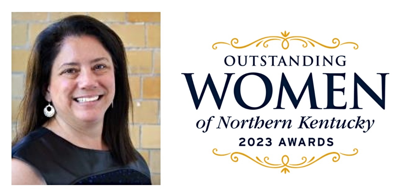 Lisa Desmarais headshot and Outstanding Woman logo